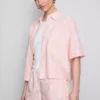 Camisas oxford curtas, de corte quadrado e manga curta