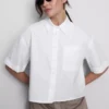 Camisas oxford curtas, de corte quadrado e manga curta