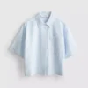 Camisas oxford curtas, de corte quadrado e manga curta