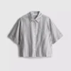 Camisas oxford curtas, de corte quadrado e manga curta