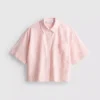 Camisas oxford curtas, de corte quadrado e manga curta