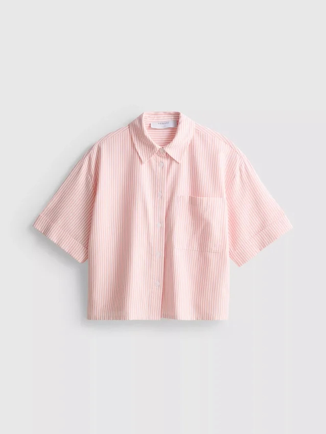 Camisas oxford curtas, de corte quadrado e manga curta