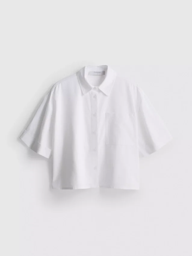 Camisas oxford curtas, de corte quadrado e manga curta