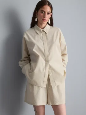 Camisas às riscas em popeline de algodão