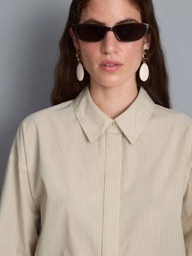 Camisas às riscas em popeline de algodão