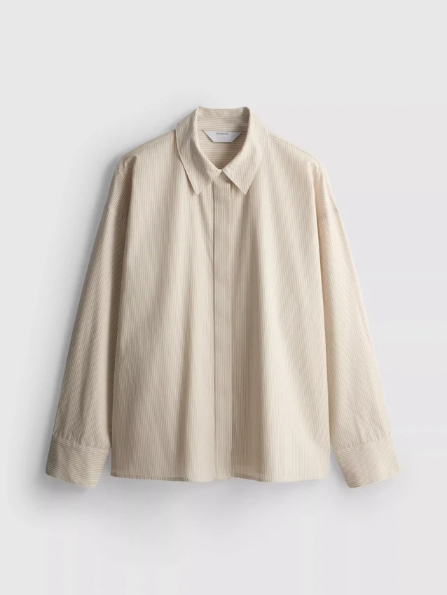 Camisas às riscas em popeline de algodão
