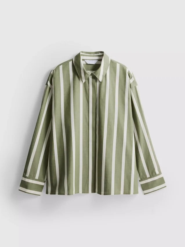 Camisas às riscas em popeline de algodão