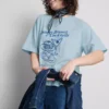 Camiseta gráfica de algodão com corte largo