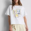 Camiseta gráfica de algodão com corte largo