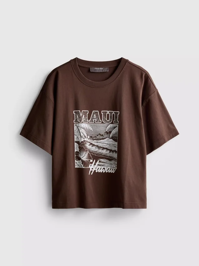 Camiseta gráfica de algodão com corte largo