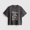 Camiseta gráfica de algodão com corte largo