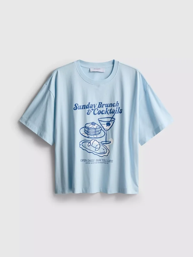 Camiseta gráfica de algodão com corte largo