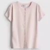 Camisola com botões, em malha canelada rica em algodão