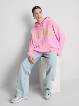 Camisola com capuz com estampado universitário, rica em algodão