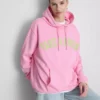 Camisola com capuz com estampado universitário, rica em algodão