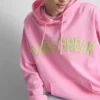 Camisola com capuz com estampado universitário, rica em algodão