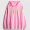 Camisola com capuz com estampado universitário, rica em algodão