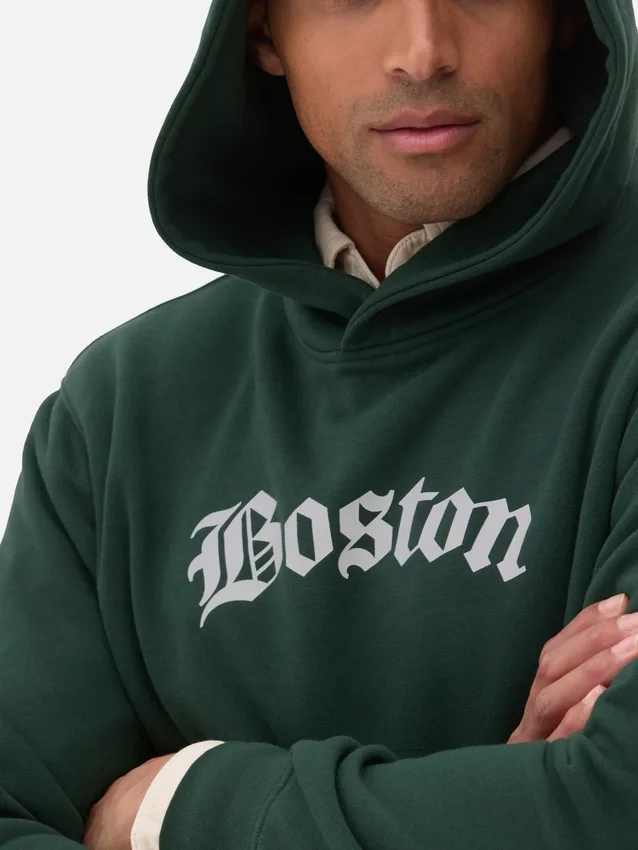 Camisola com capuz e estampado de Boston