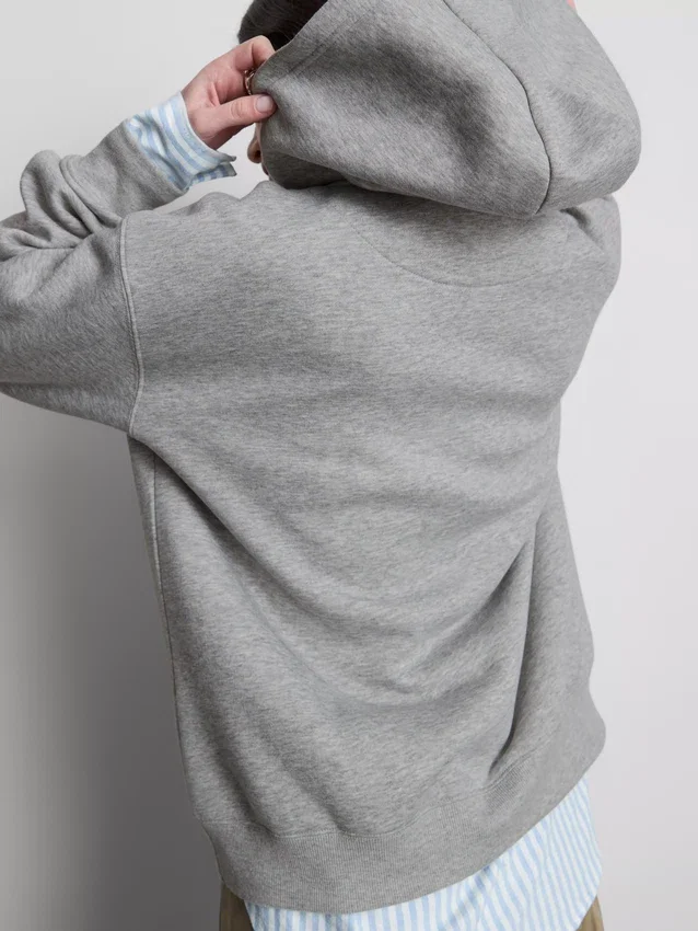 Camisola com capuz e estampado em mistura de algodão