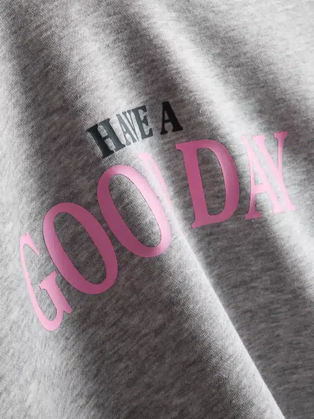 Camisola com capuz e estampado em mistura de algodão