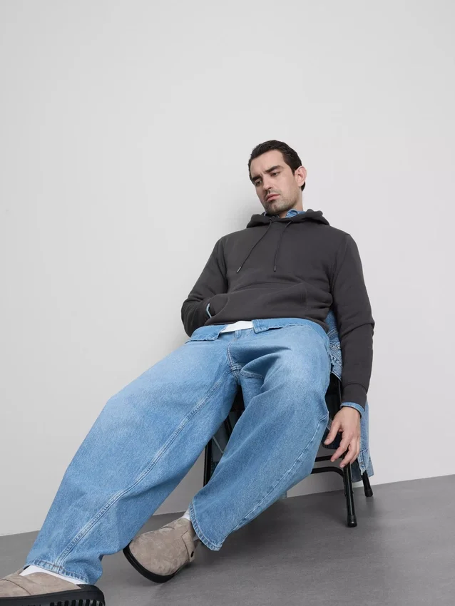 Camisola com capuz em mistura de algodão