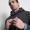 Camisola com capuz em mistura de algodão
