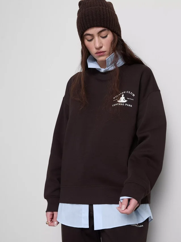 Camisola com capuz em mistura de algodão, com corte descontraído e estampado