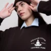 Camisola com capuz em mistura de algodão, com corte descontraído e estampado