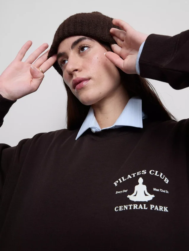 Camisola com capuz em mistura de algodão, com corte descontraído e estampado