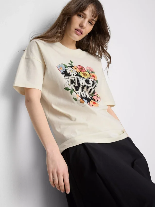 Camisola com estampado gráfico em algodão descontraído da Fleetwood Mac
