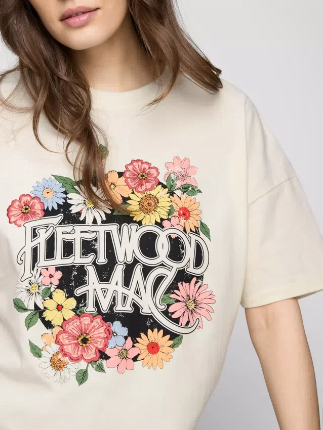 Camisola com estampado gráfico em algodão descontraído da Fleetwood Mac