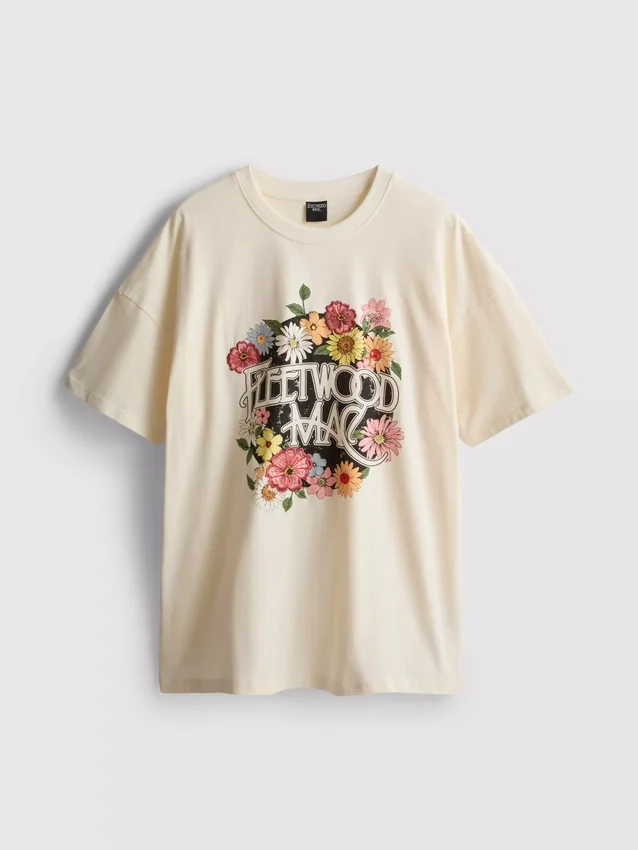 Camisola com estampado gráfico em algodão descontraído da Fleetwood Mac