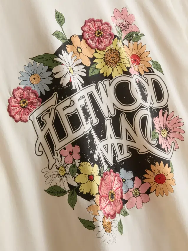 Camisola com estampado gráfico em algodão descontraído da Fleetwood Mac