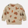 Camisola com gola redonda e animais da floresta