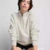 Camisola com meio fecho em mistura de algodão