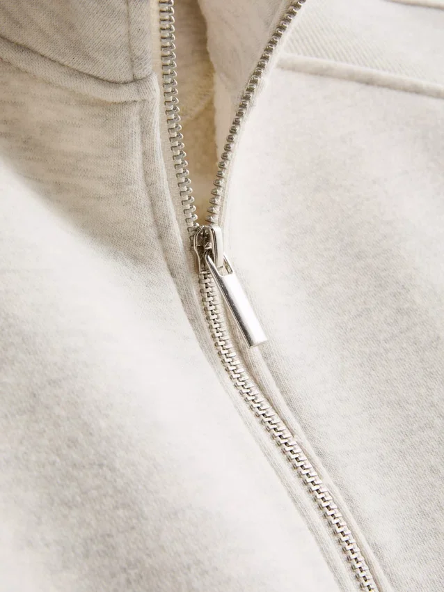 Camisola com meio fecho em mistura de algodão