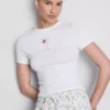 Camisola curta com contas, rica em algodão
