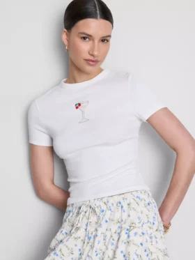 Camisola curta com contas, rica em algodão