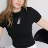 Camisola curta com contas, rica em algodão