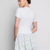 Camisola curta com contas, rica em algodão