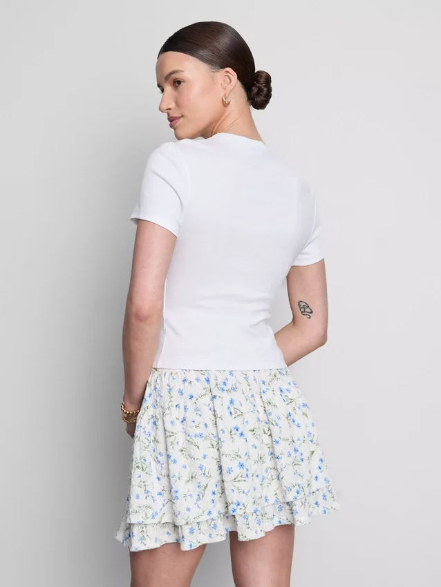 Camisola curta com contas, rica em algodão