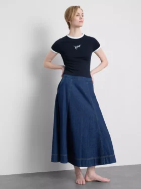 Camisola curta de algodão com estampado