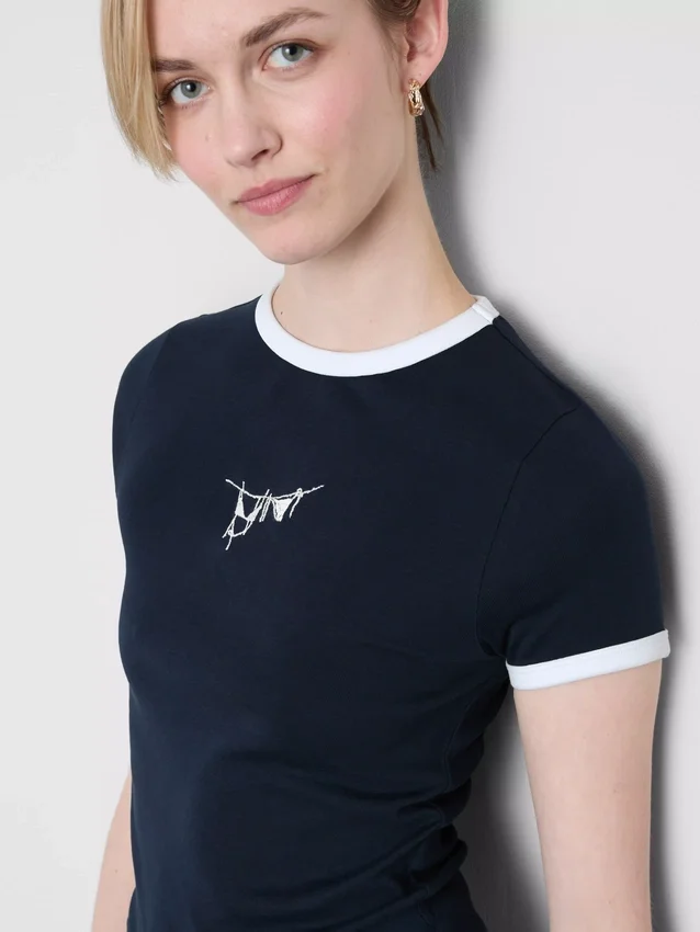 Camisola curta de algodão com estampado