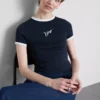 Camisola curta de algodão com estampado