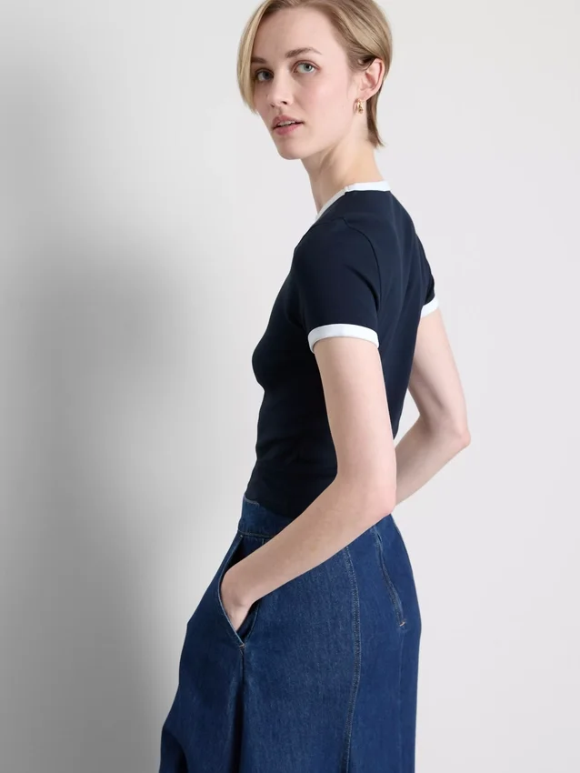 Camisola curta de algodão com estampado