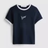 Camisola curta de algodão com estampado