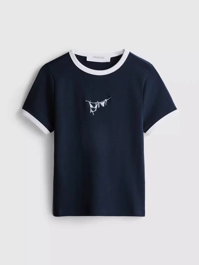 Camisola curta de algodão com estampado