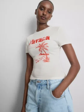 Camisola curta «Havana» com estampado, rica em algodão