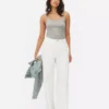Camisola de alças elástica com decote redondo