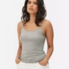 Camisola de alças elástica com decote redondo